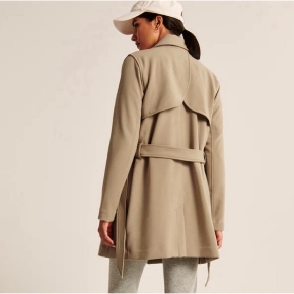 Abercrombie & Fitch Drapey Trench Coat Jacket Tan XS - Picture 2 of 2